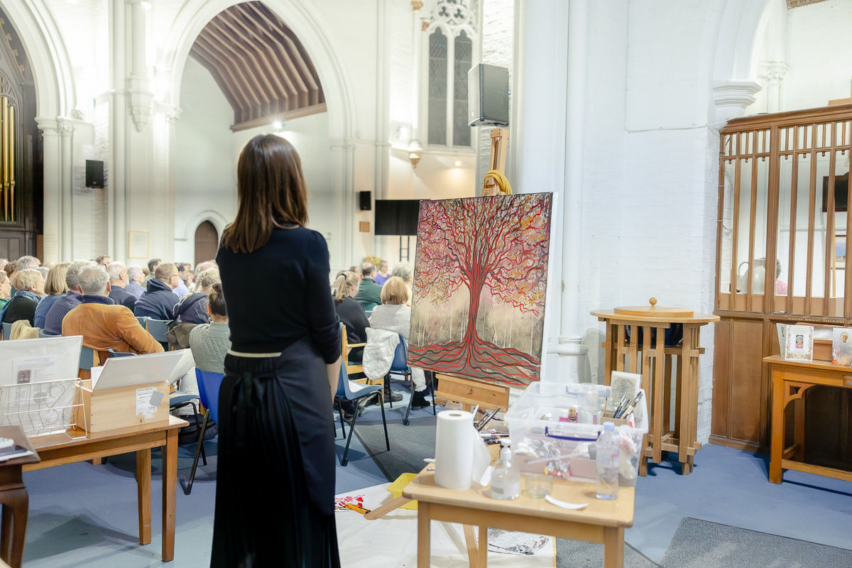 Laura Pearson-Clark Live Paints Steve Bingham's Four Seasons at St Luke's Cambridge