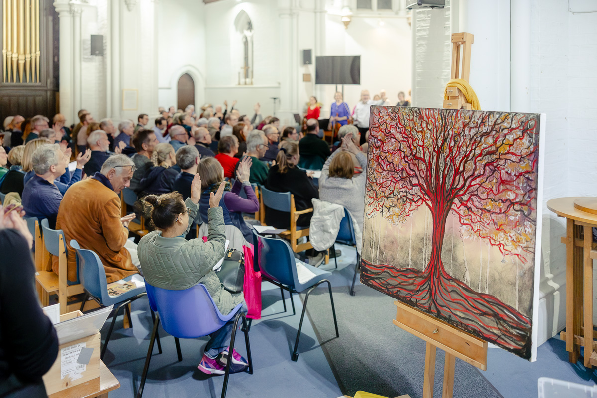 Laura Pearson-Clark Live Paints Steve Bingham's Four Seasons at St Luke's Cambridge