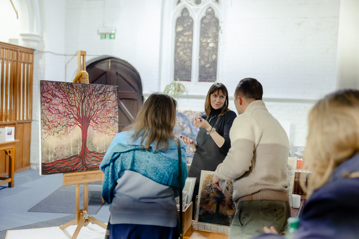 Laura Pearson-Clark Live Paints Steve Bingham's Four Seasons at St Luke's Cambridge