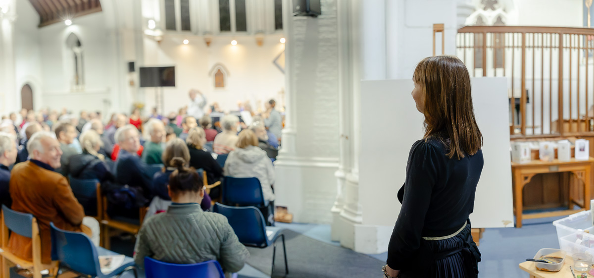 Laura Pearson-Clark Live Paints Steve Bingham's Four Seasons at St Luke's Cambridge