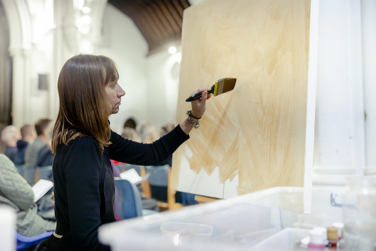 Laura Pearson-Clark Live Paints Steve Bingham's Four Seasons at St Luke's Cambridge