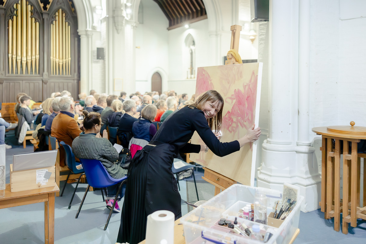 Laura Pearson-Clark Live Paints Steve Bingham's Four Seasons at St Luke's Cambridge