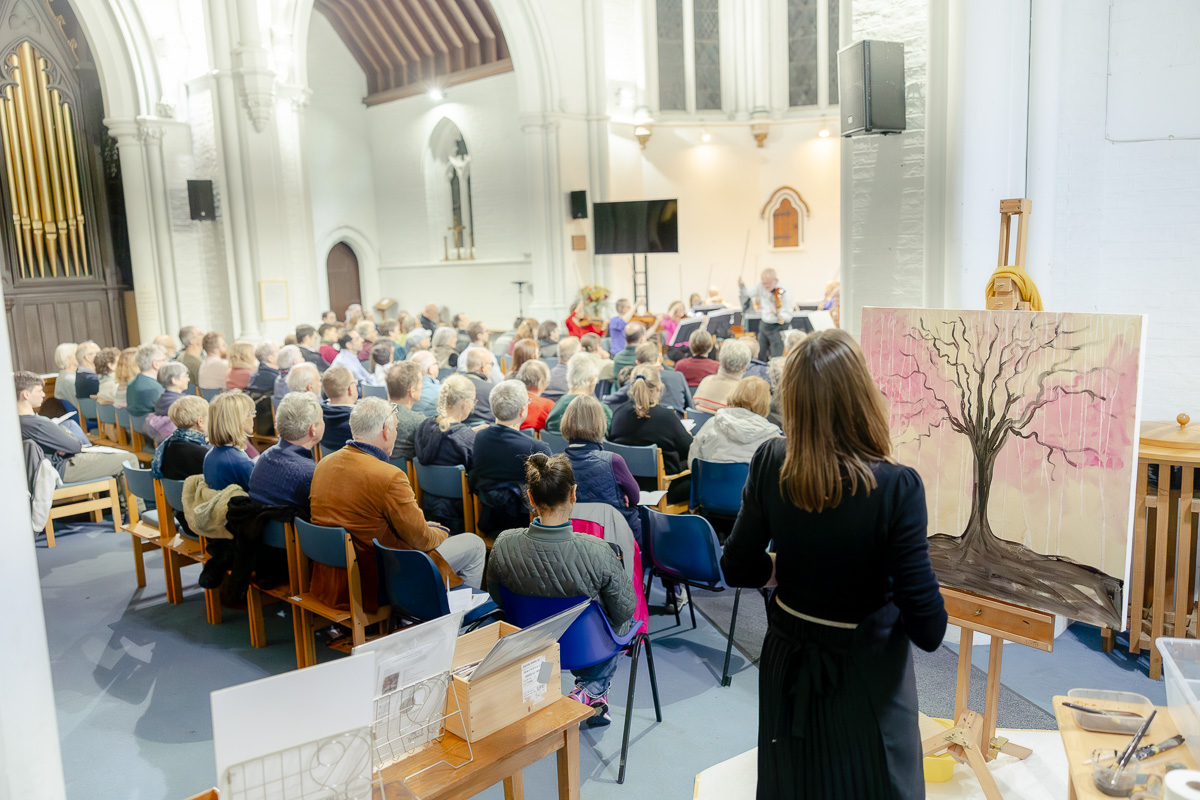 Laura Pearson-Clark Live Paints Steve Bingham's Four Seasons at St Luke's Cambridge