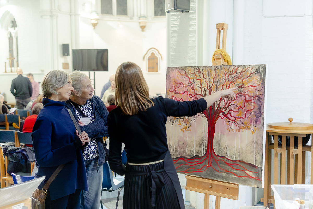 Laura Pearson-Clark Live Paints Steve Bingham's Four Seasons at St Luke's Cambridge