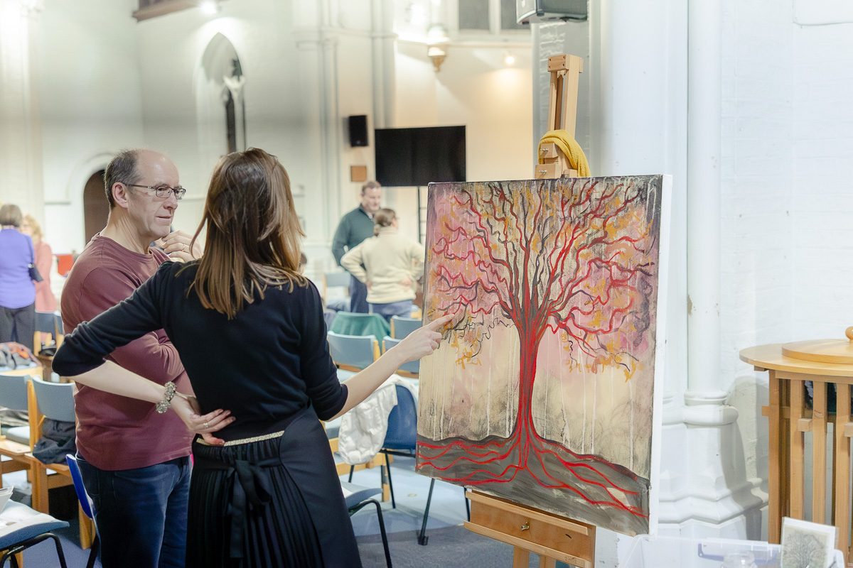 Laura Pearson-Clark Live Paints Steve Bingham's Four Seasons at St Luke's Cambridge