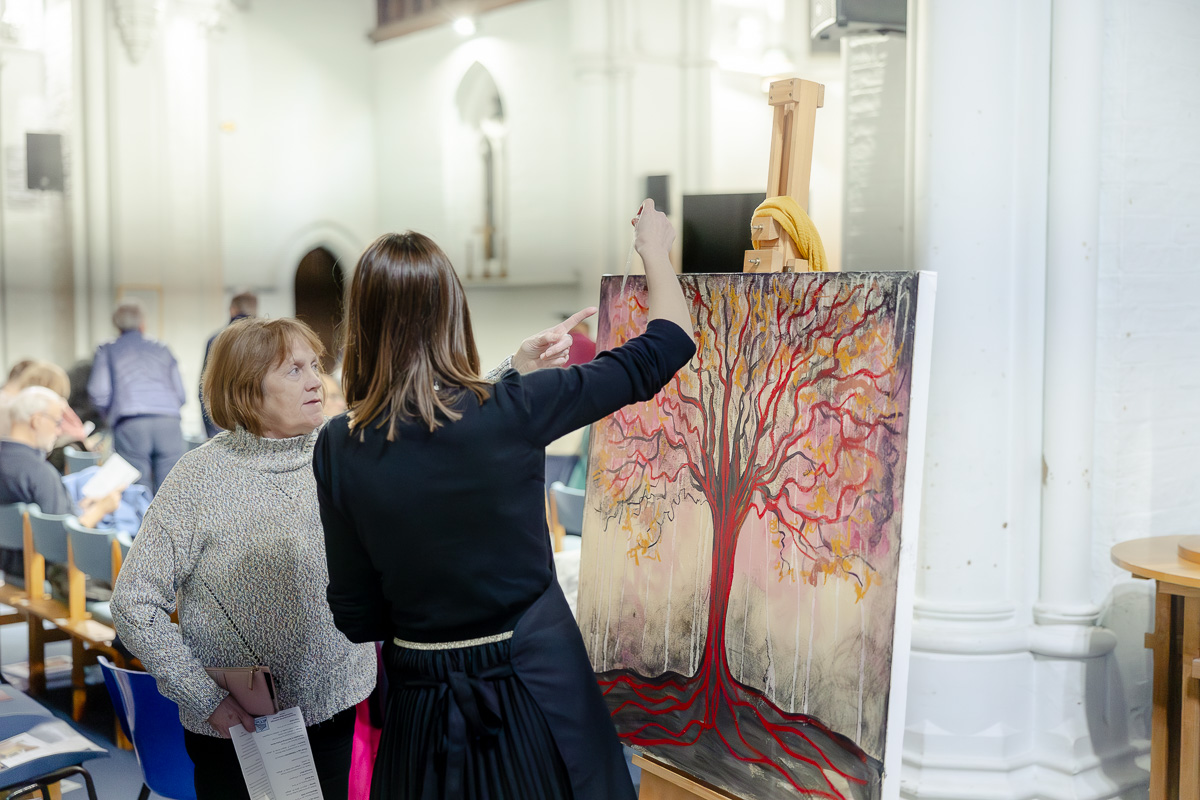 Laura Pearson-Clark Live Paints Steve Bingham's Four Seasons at St Luke's Cambridge