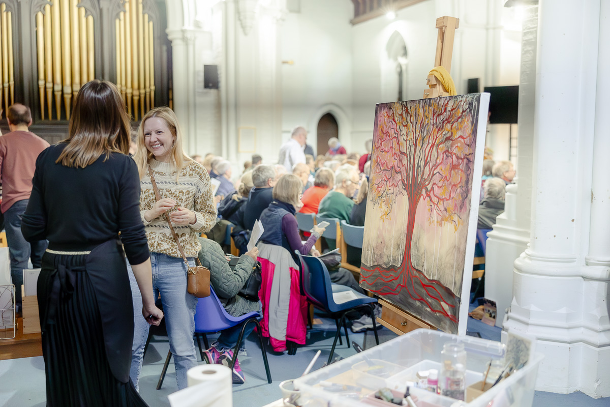 Laura Pearson-Clark Live Paints Steve Bingham's Four Seasons at St Luke's Cambridge